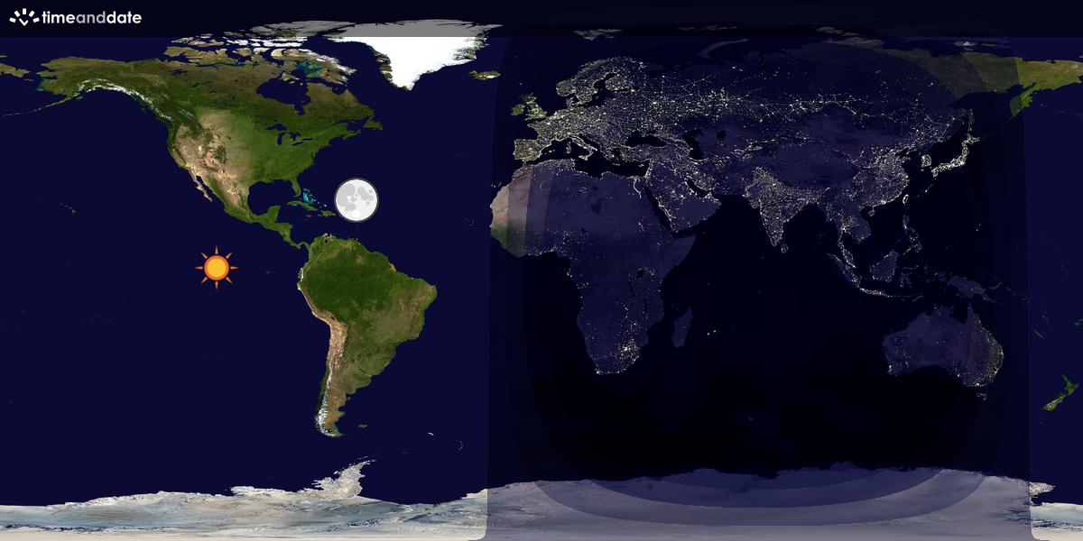Verdenskart som viser dag og natt 