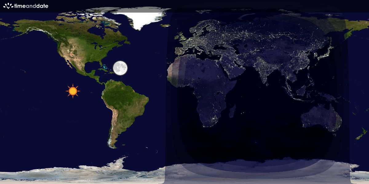 Verdenskart som viser dag og natt 