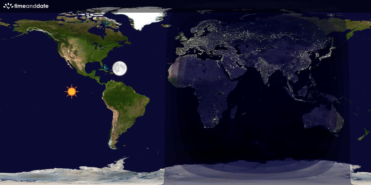 Verdenskart som viser dag og natt 