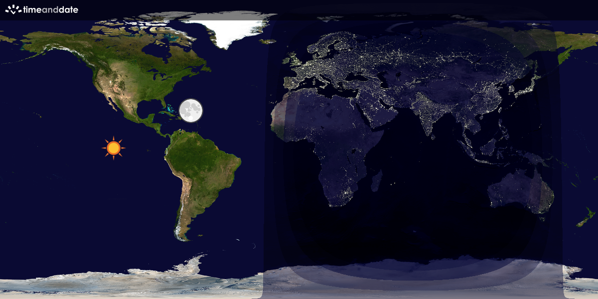Verdenskart som viser dag og natt 