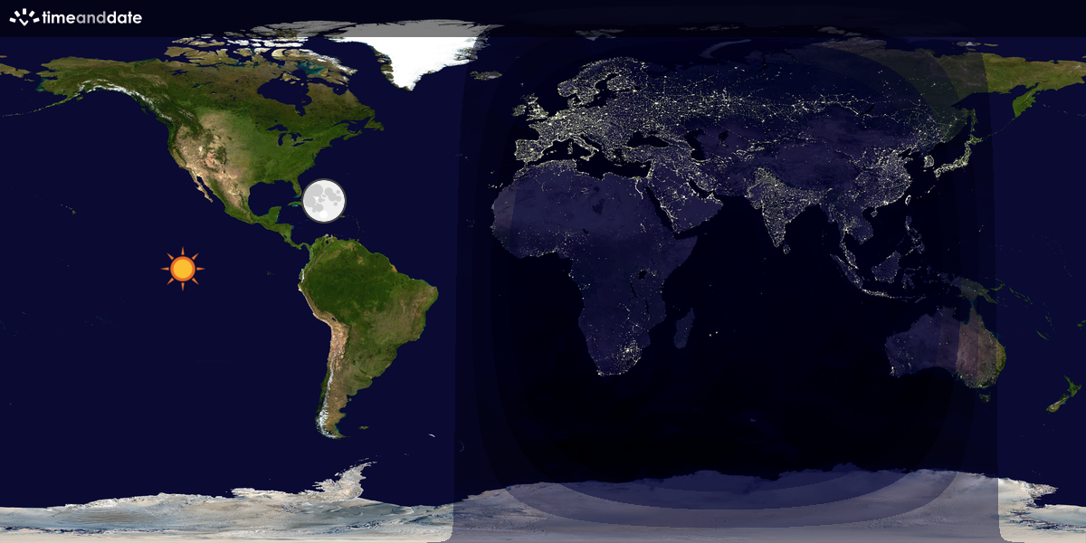 Verdenskart som viser dag og natt 