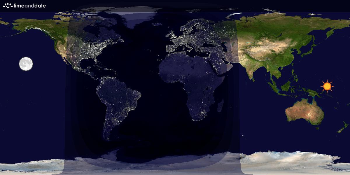 Verdenskart som viser dag og natt 