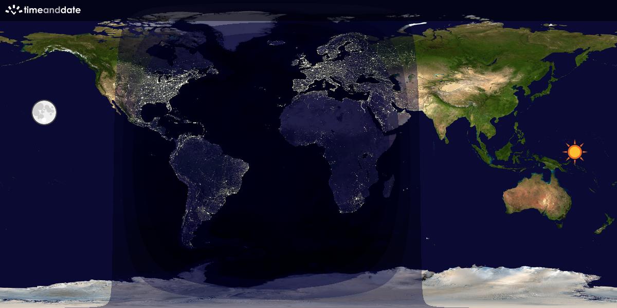 Verdenskart som viser dag og natt 