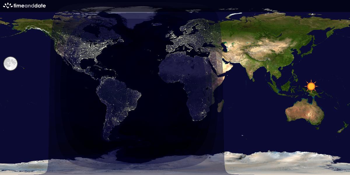 Verdenskart som viser dag og natt 