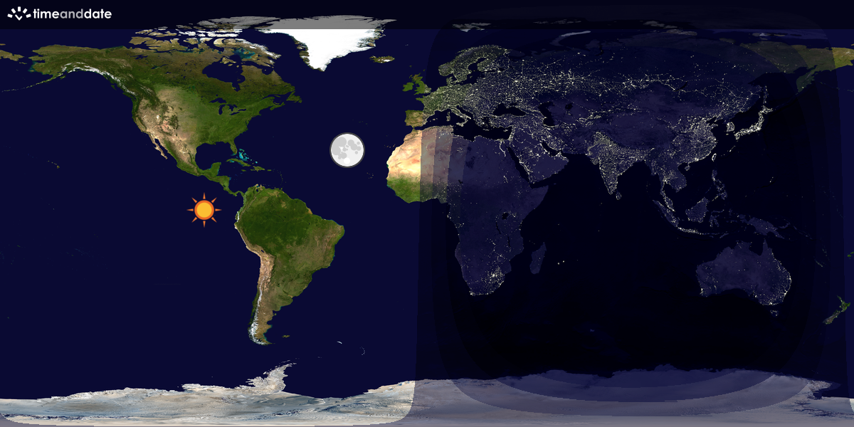 Verdenskart som viser dag og natt 