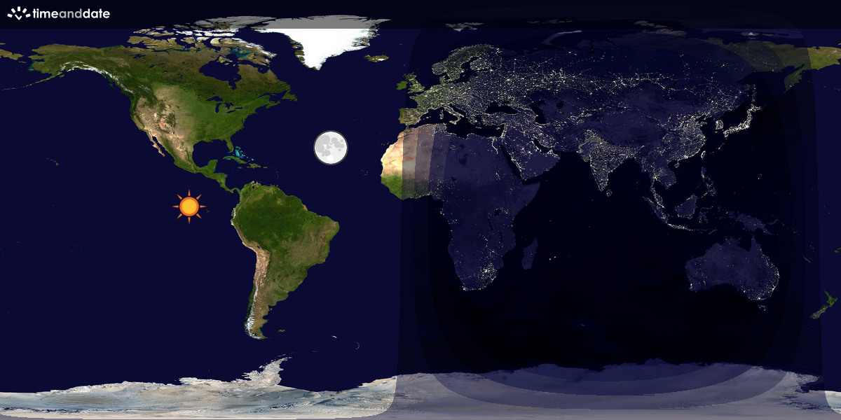 Verdenskart som viser dag og natt 