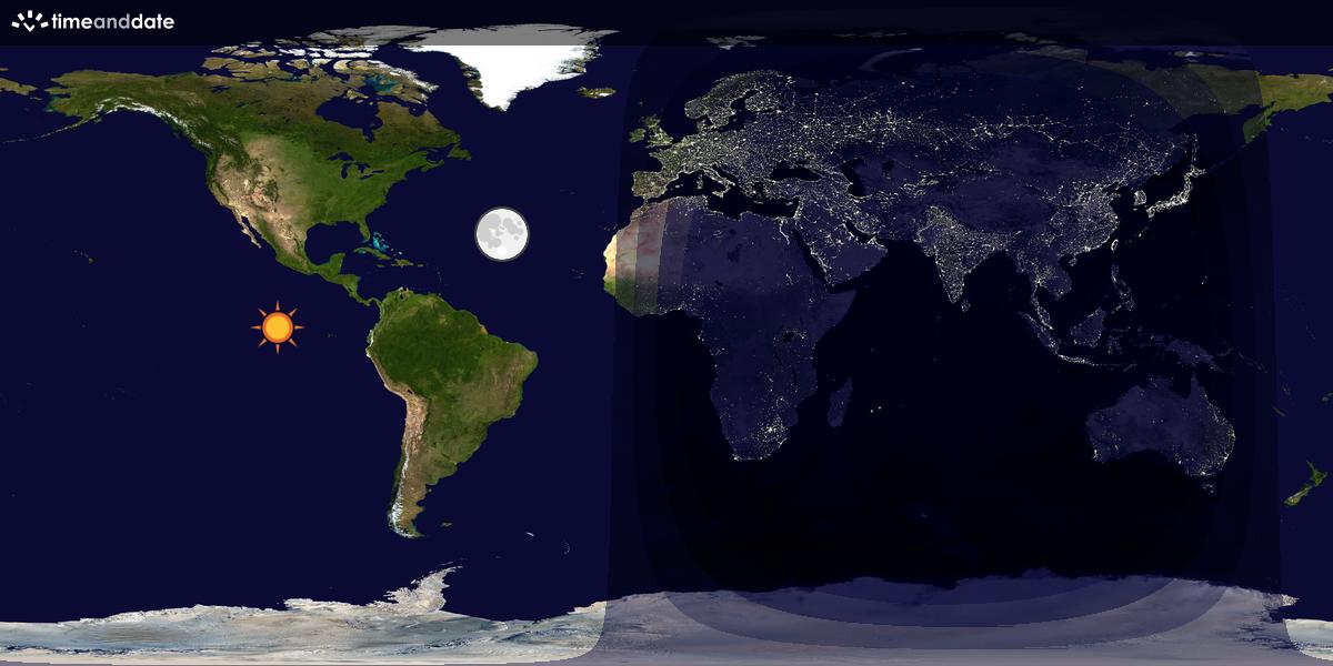 Verdenskart som viser dag og natt 
