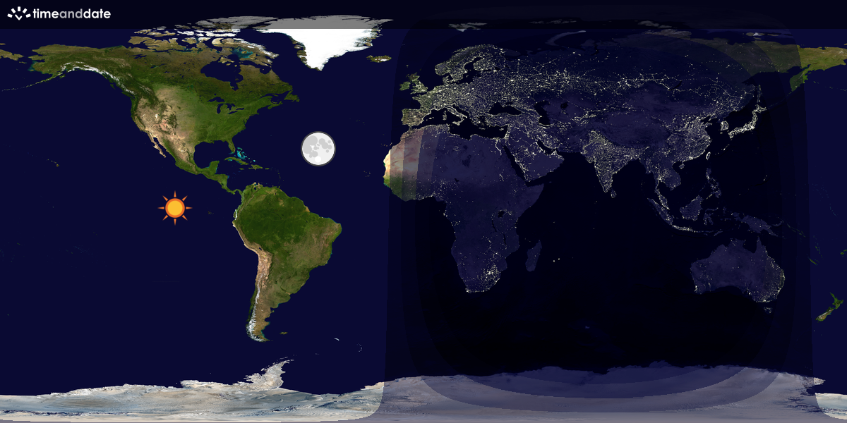 Verdenskart som viser dag og natt 
