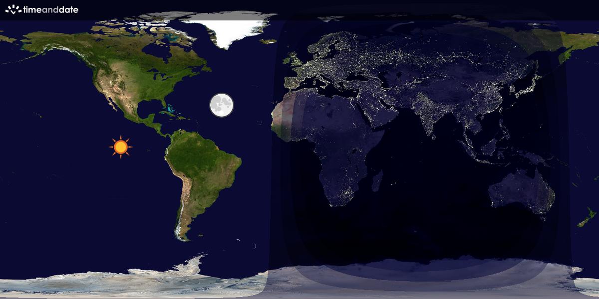 Verdenskart som viser dag og natt 