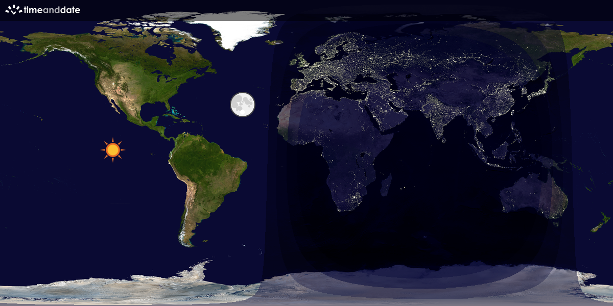 Verdenskart som viser dag og natt 