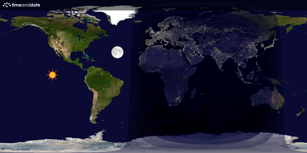Verdenskart som viser dag og natt 