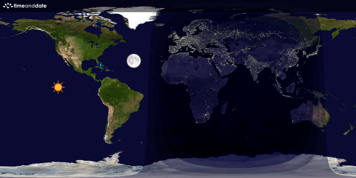 Verdenskart som viser dag og natt 