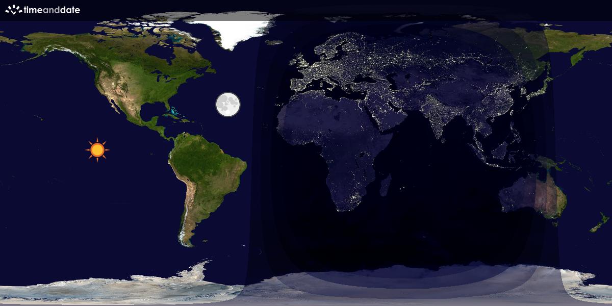 Verdenskart som viser dag og natt 