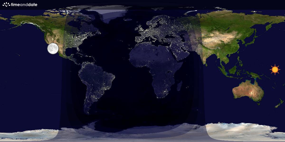 Verdenskart som viser dag og natt 