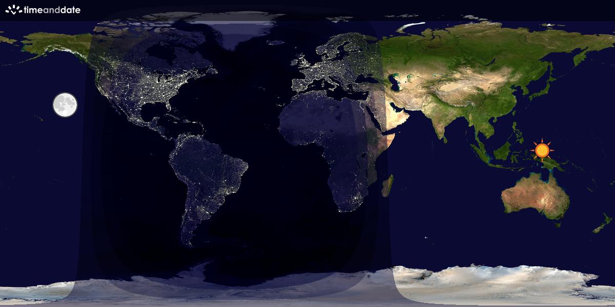 Verdenskart som viser dag og natt 