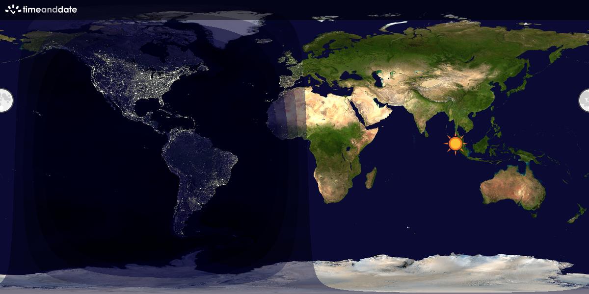 Verdenskart som viser dag og natt 