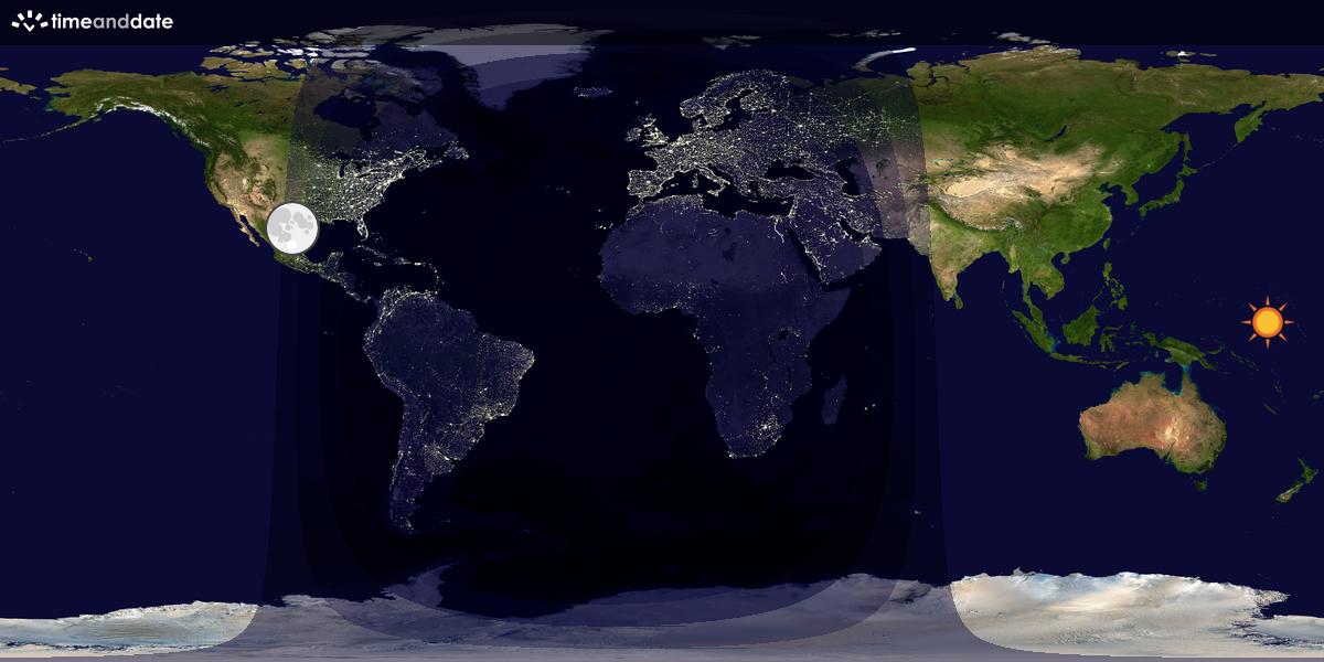 Verdenskart som viser dag og natt 