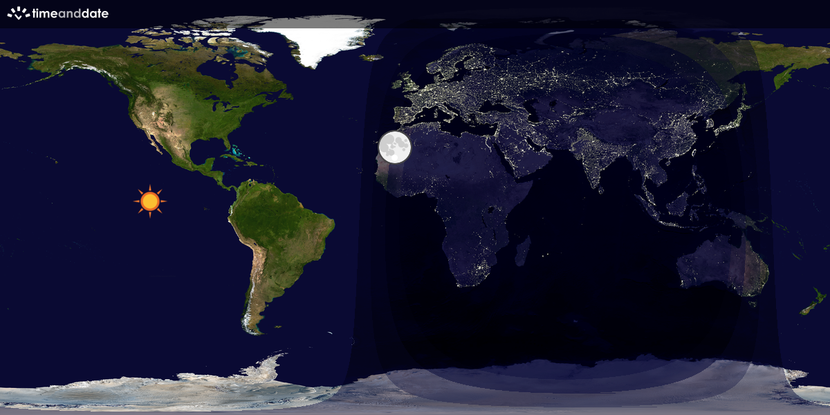 Verdenskart som viser dag og natt 