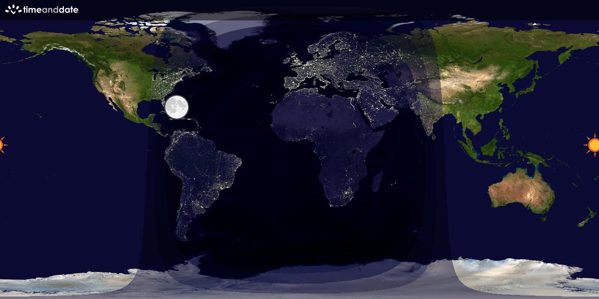 Verdenskart som viser dag og natt 