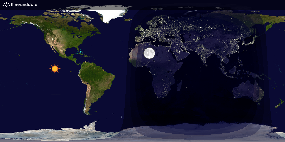Verdenskart som viser dag og natt 