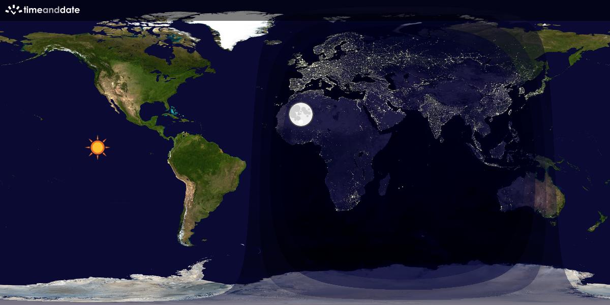 Verdenskart som viser dag og natt 
