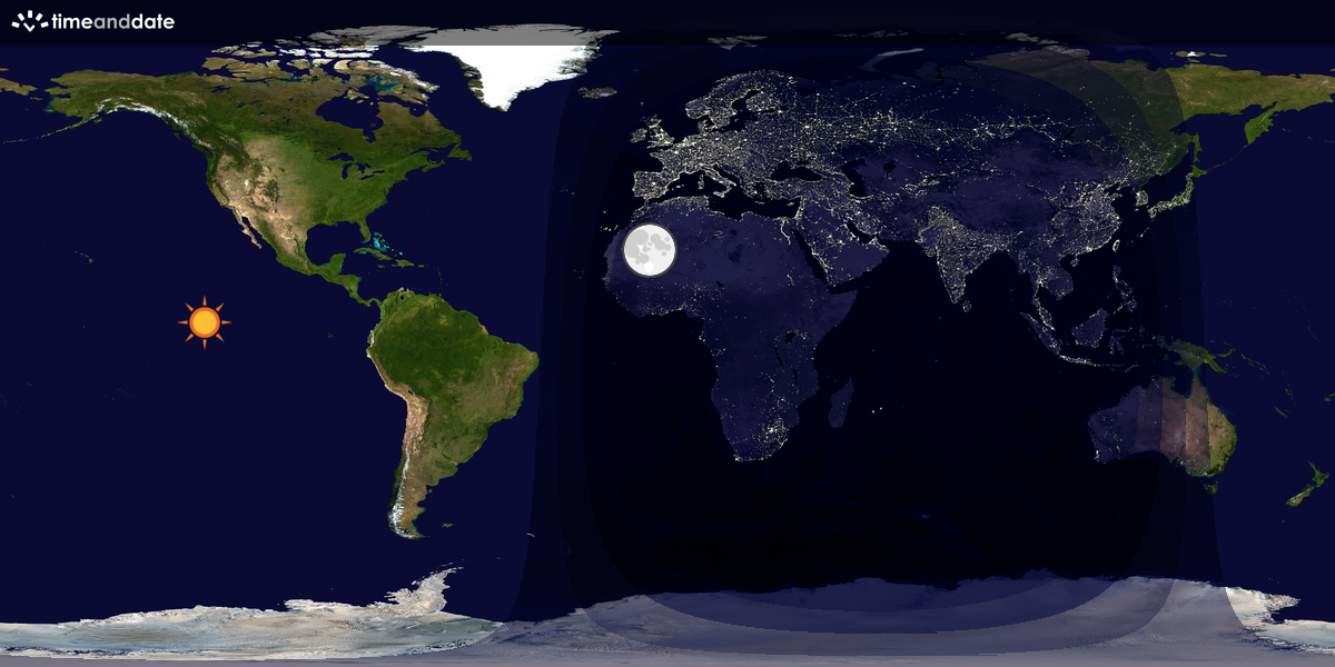 Verdenskart som viser dag og natt 