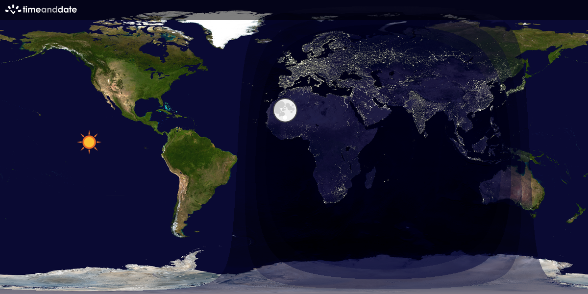 Verdenskart som viser dag og natt 