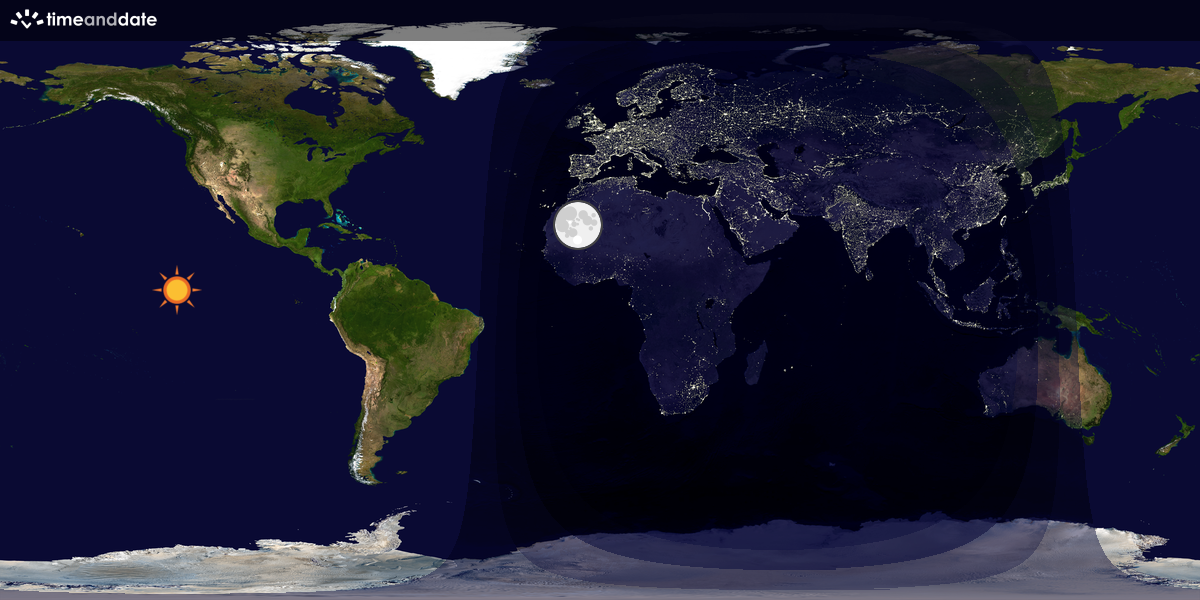 Verdenskart som viser dag og natt 