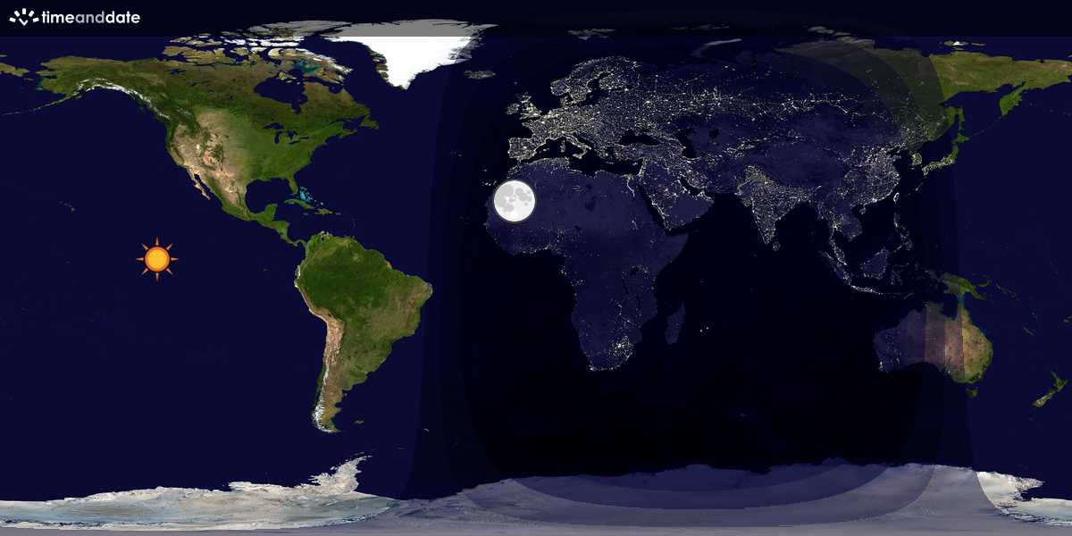 Verdenskart som viser dag og natt 