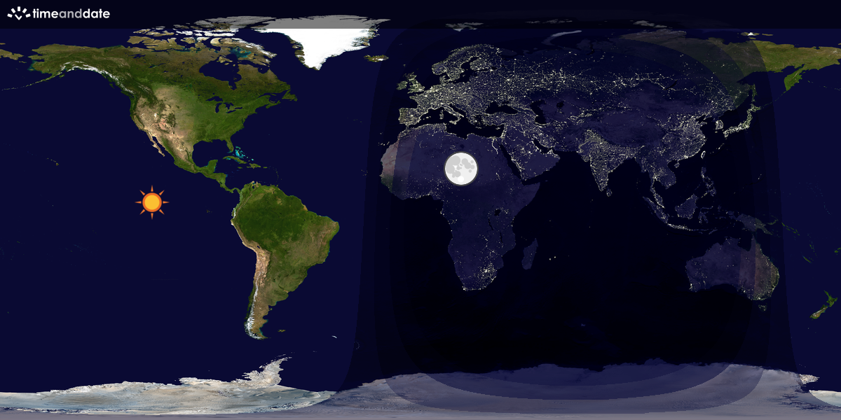 Verdenskart som viser dag og natt 