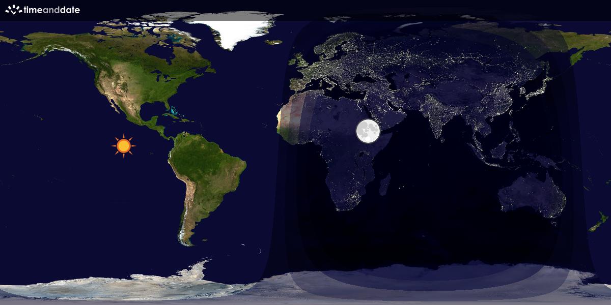 Verdenskart som viser dag og natt 