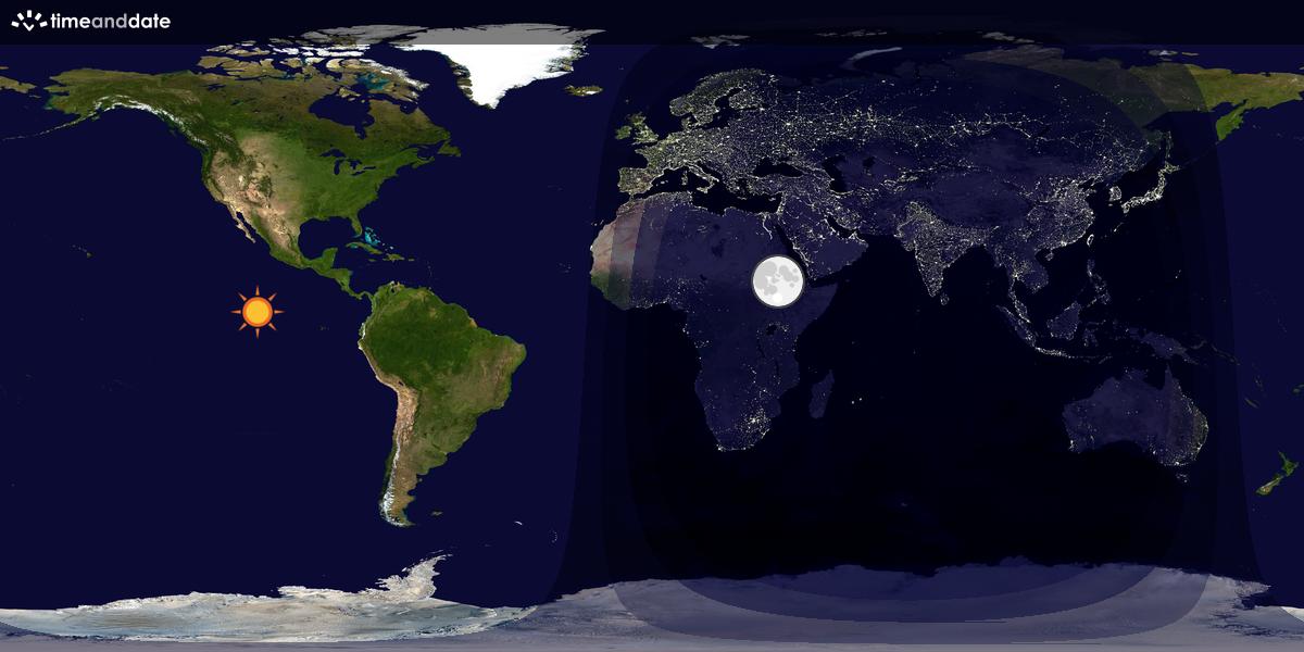 Verdenskart som viser dag og natt 