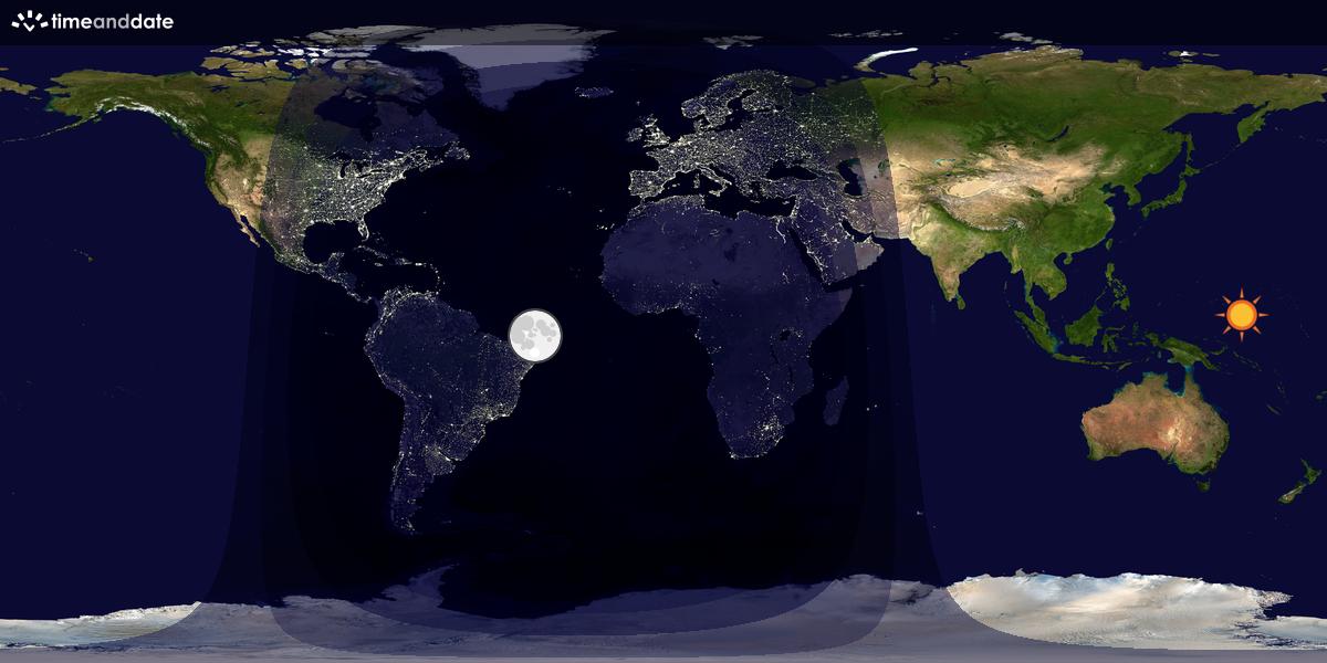 Verdenskart som viser dag og natt 