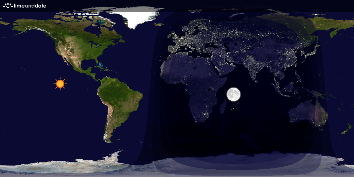 Verdenskart som viser dag og natt 