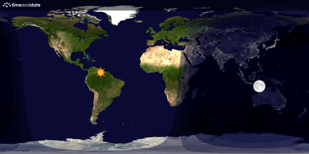 Verdenskart som viser dag og natt 