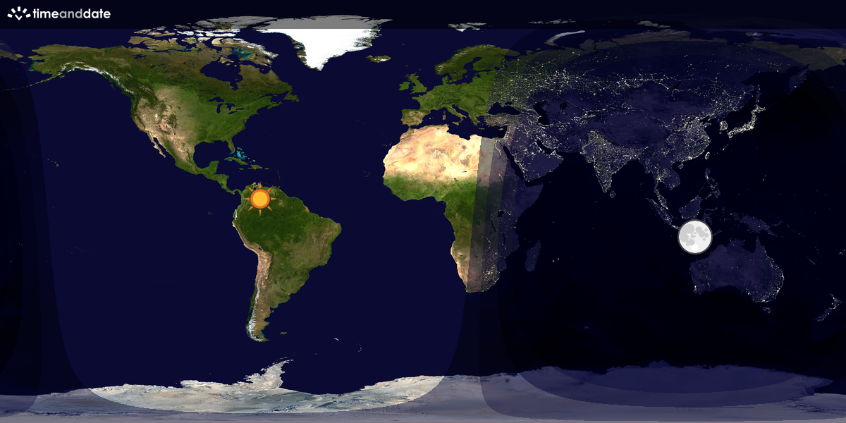 Verdenskart som viser dag og natt 