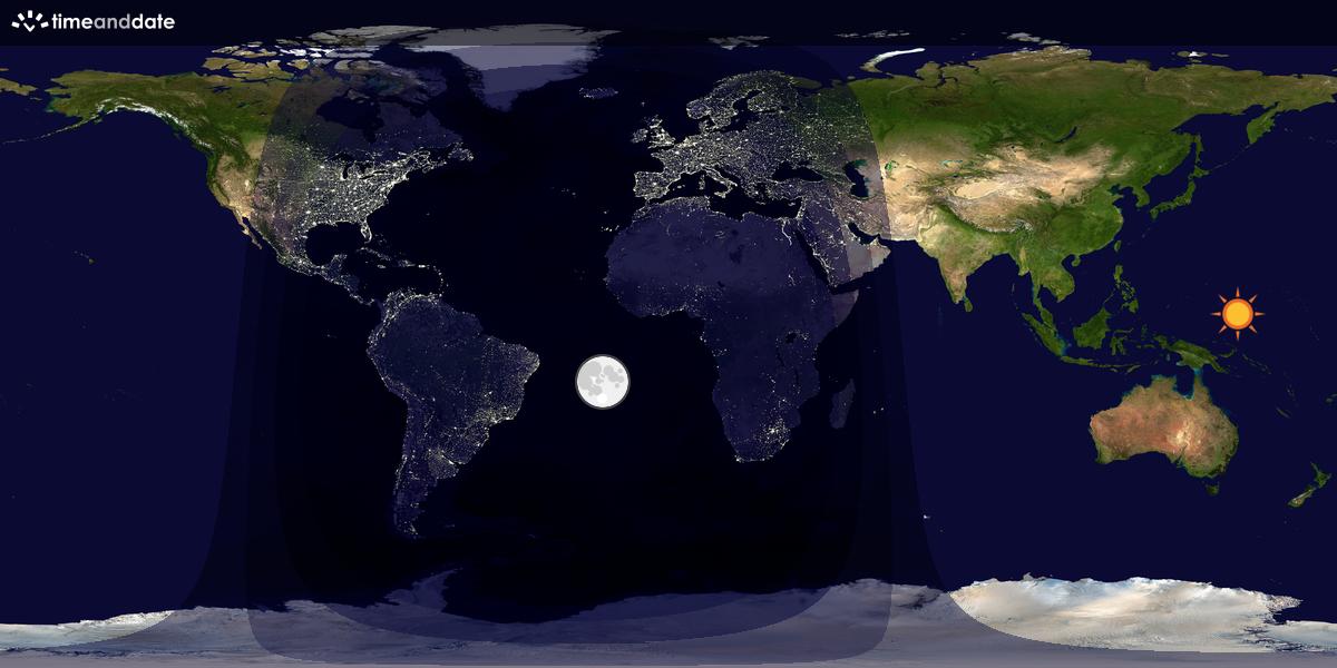 Verdenskart som viser dag og natt 