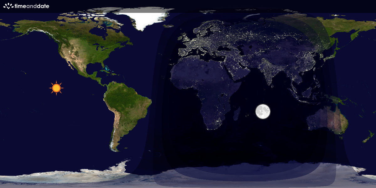 Verdenskart som viser dag og natt 