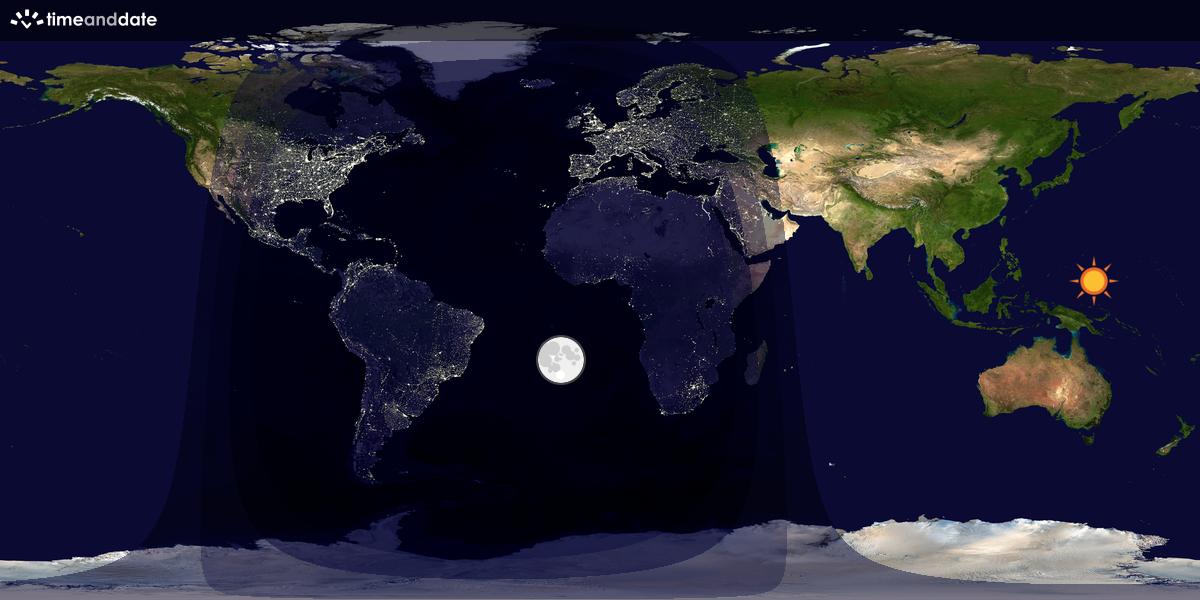 Verdenskart som viser dag og natt 