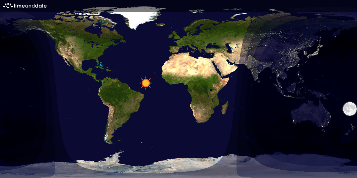 Verdenskart som viser dag og natt 