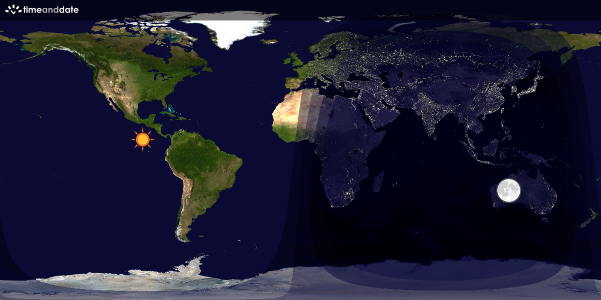 Verdenskart som viser dag og natt 