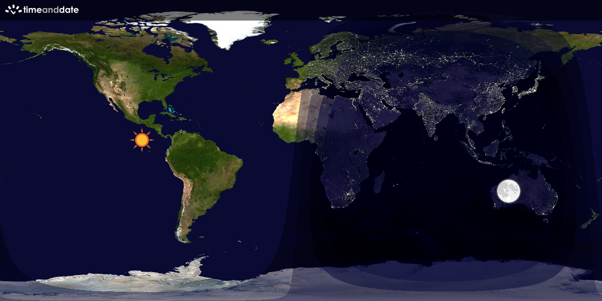 Verdenskart som viser dag og natt 