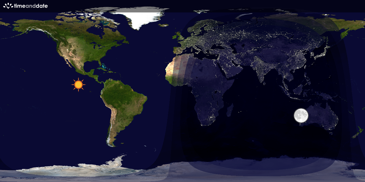 Verdenskart som viser dag og natt 