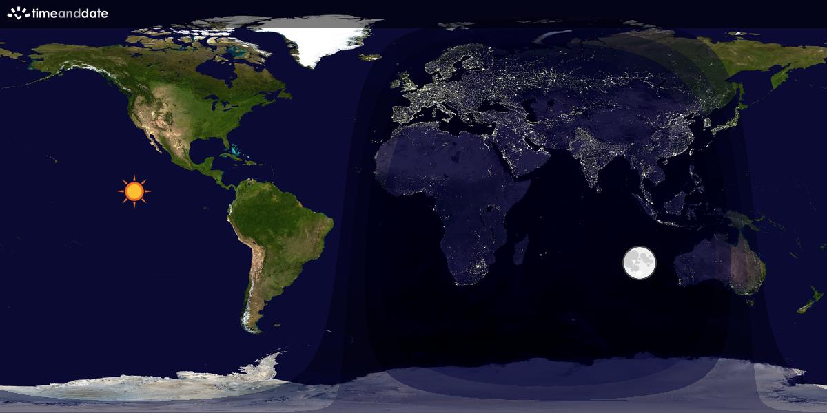 Verdenskart som viser dag og natt 