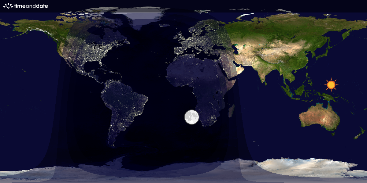 Verdenskart som viser dag og natt 