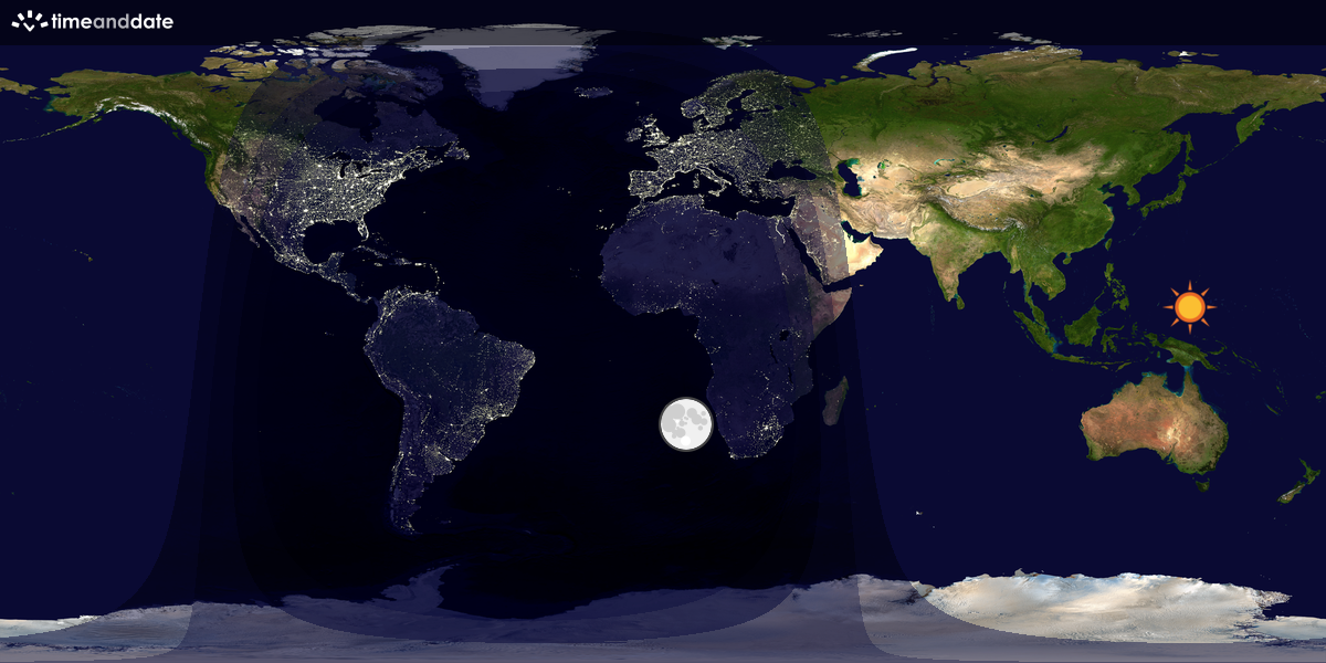 Verdenskart som viser dag og natt 