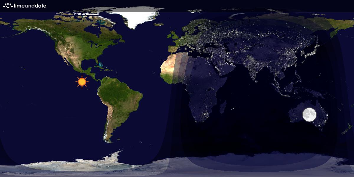 Verdenskart som viser dag og natt 