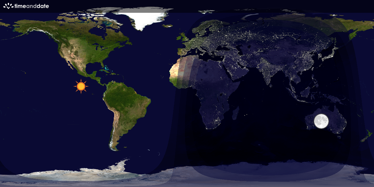 Verdenskart som viser dag og natt 