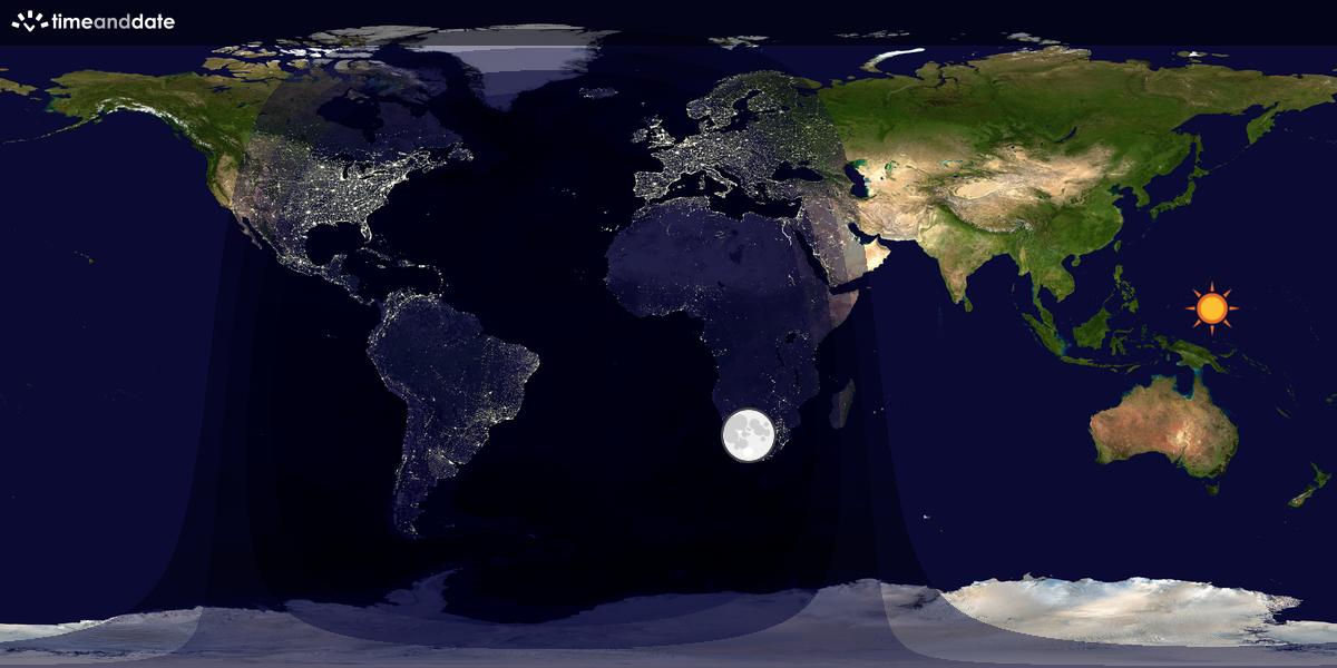 Verdenskart som viser dag og natt 