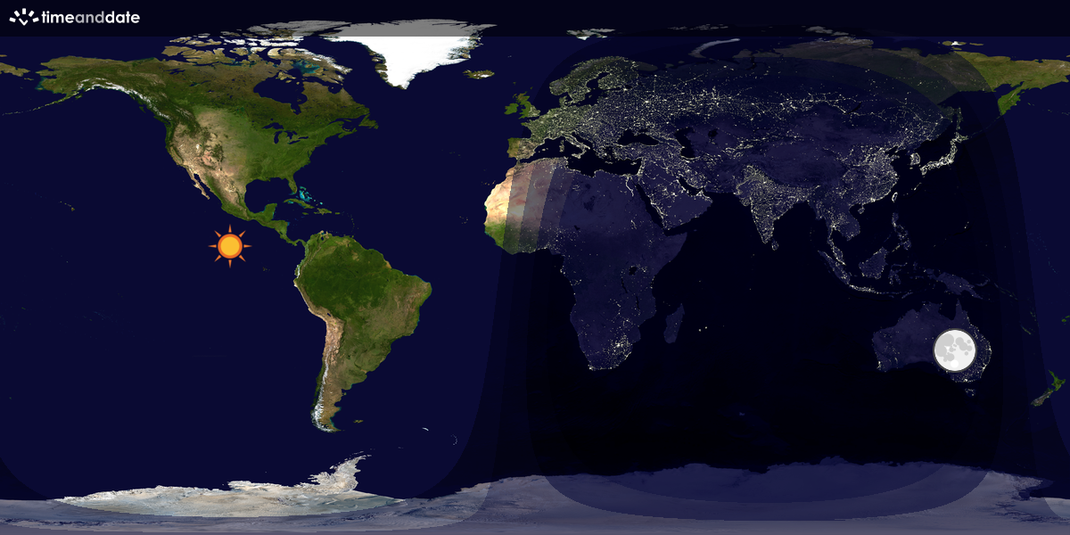 Verdenskart som viser dag og natt 